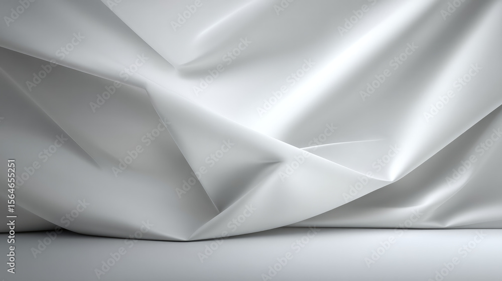 Poster white fabric abstract folds smooth texture soft material minimal background modern style clean surfa