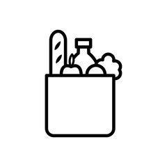 Paper Shopping Bag Icon with Groceries Inside
