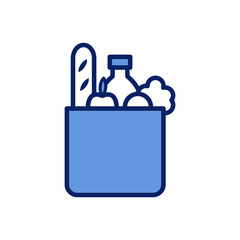 Paper Shopping Bag Icon with Groceries Inside