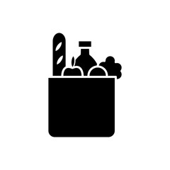 Paper Shopping Bag Icon with Groceries Inside