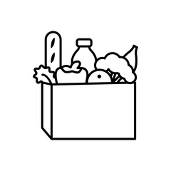 Paper Shopping Bag Icon with Groceries Inside