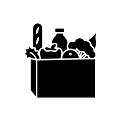Paper Shopping Bag Icon with Groceries Inside