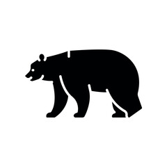 grizzly bear black flat icon for digital and print projects. North american animals.