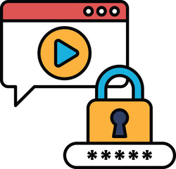 A cartoon image of a lock with a key