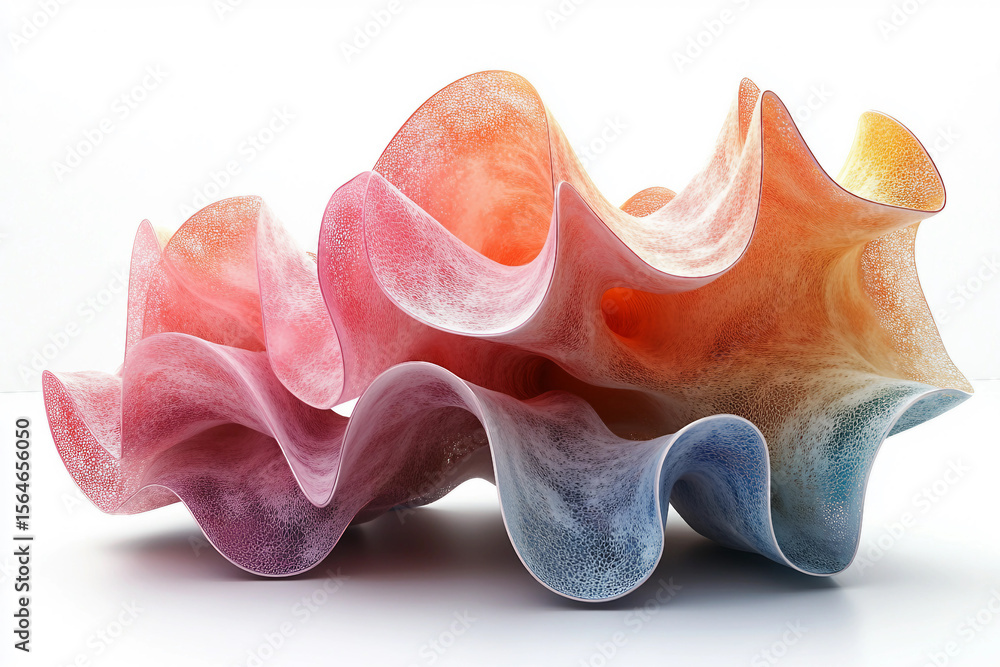 Poster abstract curved 3d elements generated with ai
