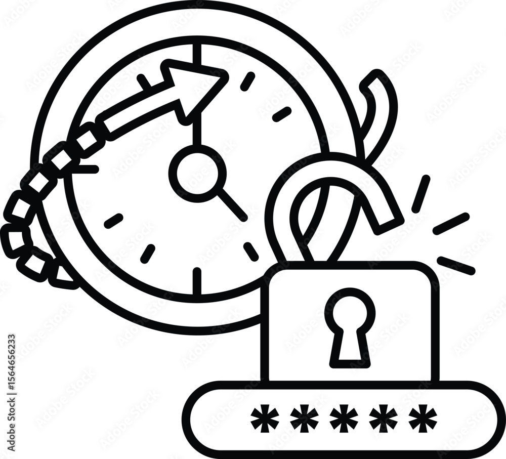 Poster a clock with a broken lock on it