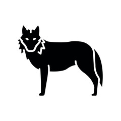 gray wolf black flat icon for digital and print projects. North american animals.