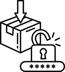 A box with a keyhole on the front and a downward arrow on the top