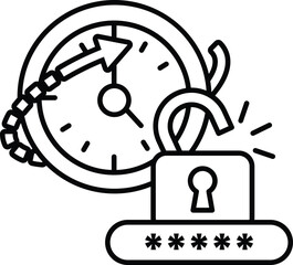 A clock with a broken lock on it