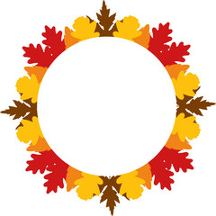 Round Autumn Leaves Frame