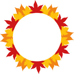 Round Autumn Leaves Frame