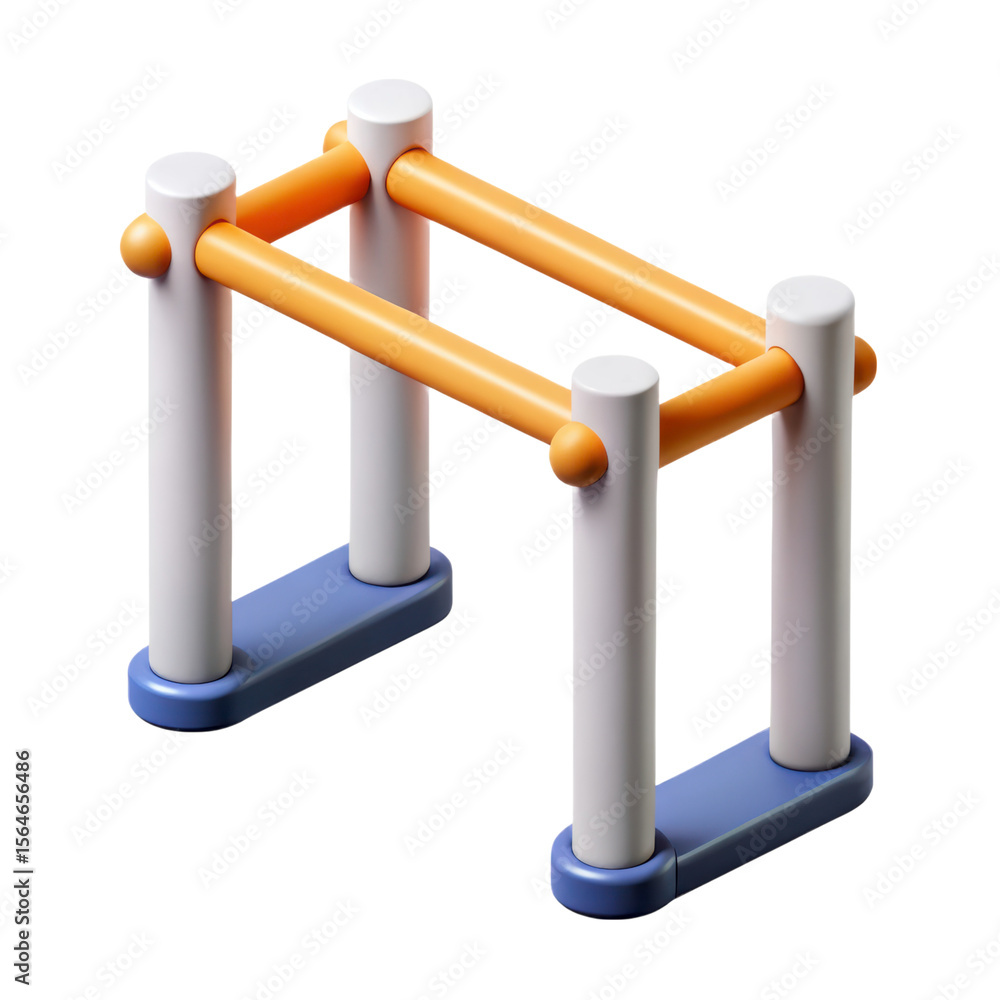 Poster geometric abstract rendering of parallel bars in bright orange and white color scheme and minimalist