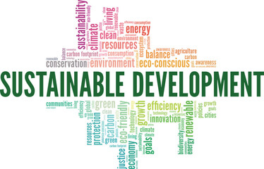Fototapeta premium Sustainable Development word cloud conceptual design isolated on white background.