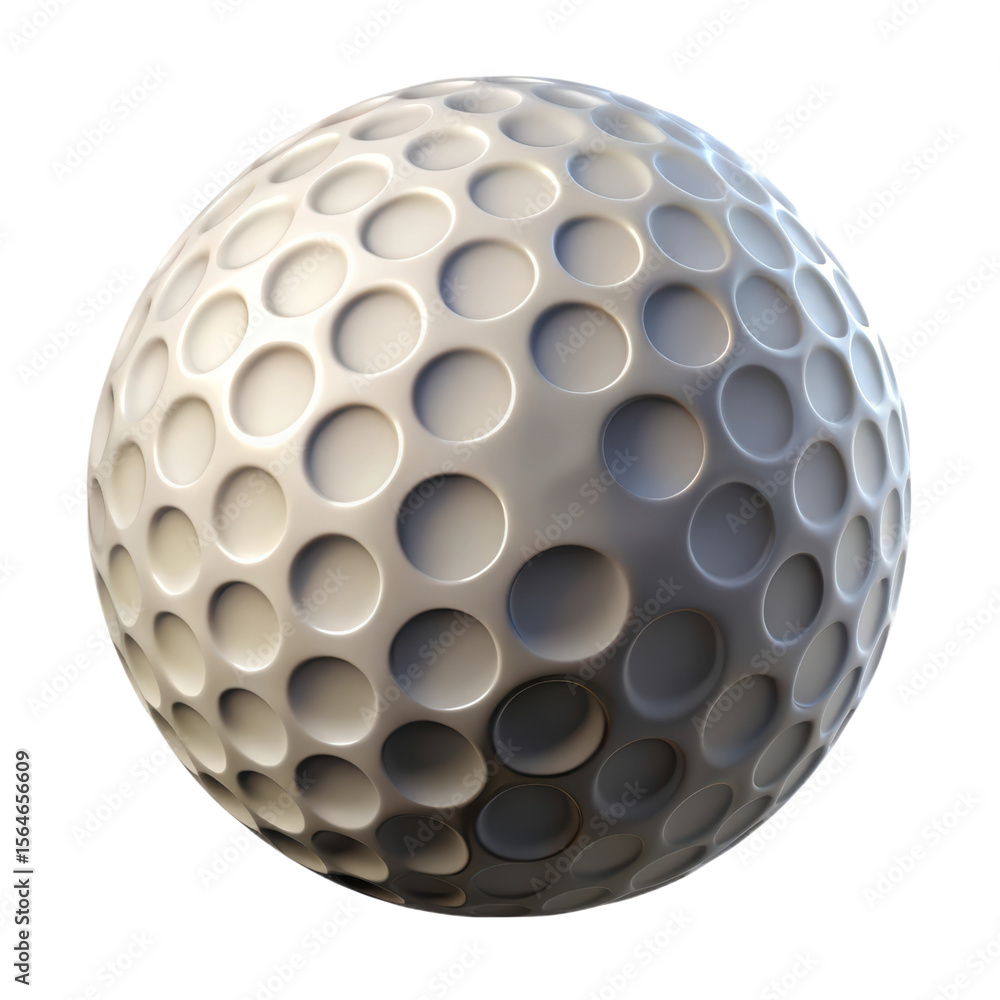 Poster a high quality 3d rendering icon of a pristine golf ball illuminated against a stark white backgroun