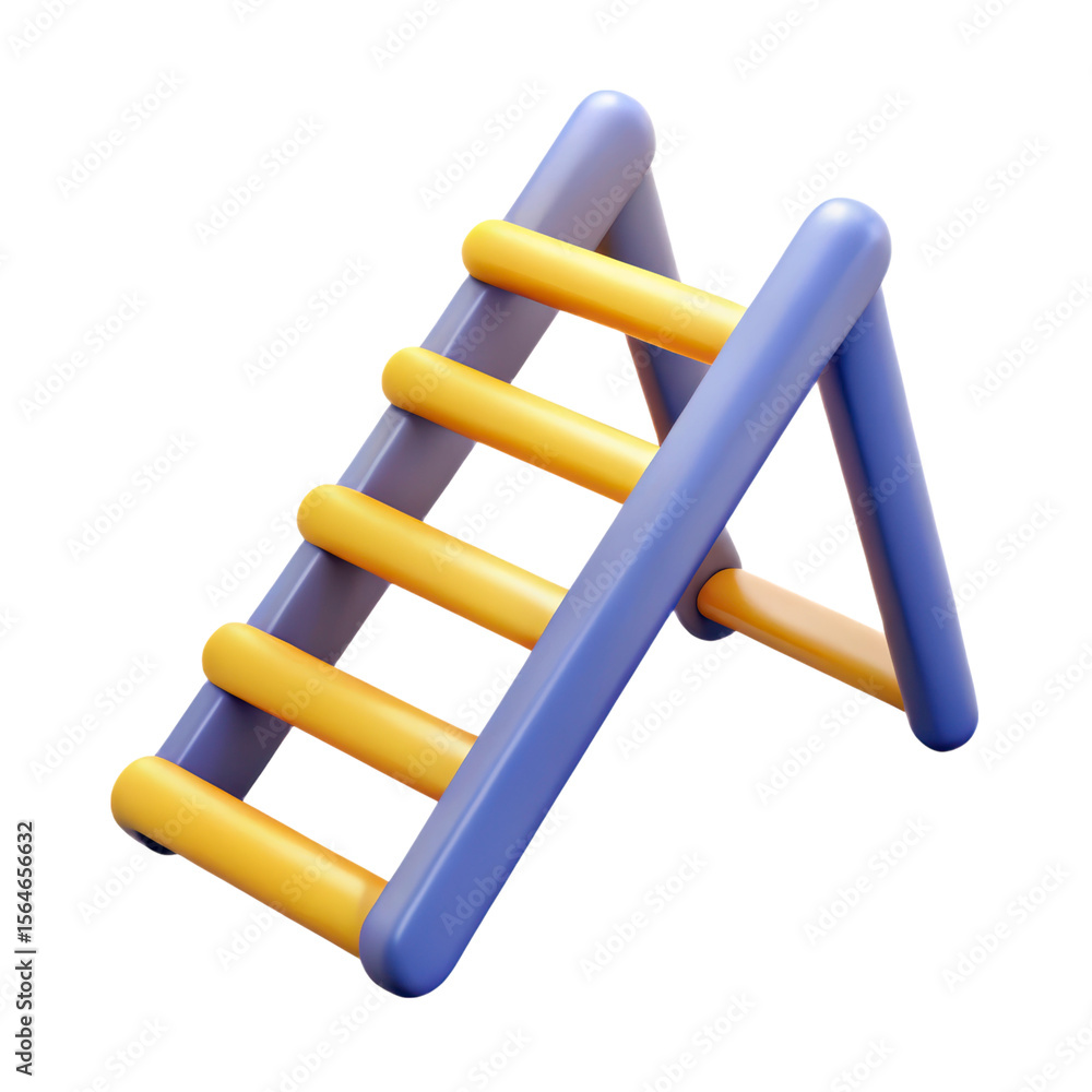 Poster a vibrant and colorful three-dimensional rendering of a small step ladder icon with a minimalist des