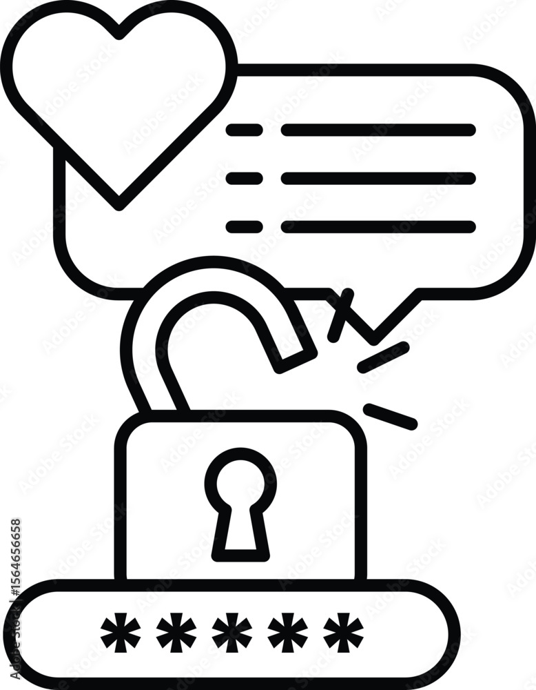 Poster a black and white image of a key and a lock with a heart on top of the lock