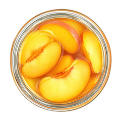 Fresh Peach Slices in Syrup in a Glass Jar for Delicious Desserts and Snacks on transparent background