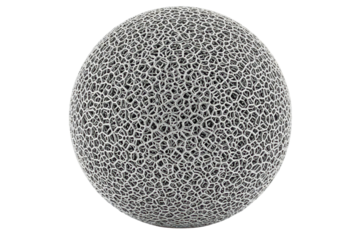 Intricate white sphere with a porous web-like lattice structure isolated on a transparent background
