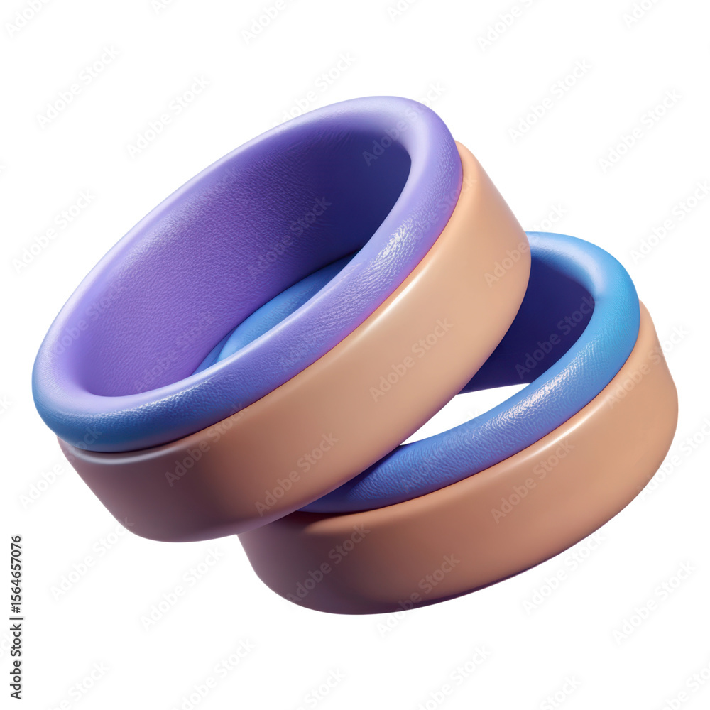 Poster two stylized three dimensional colorful rings with a high quality 3d rendering icon against a stark 