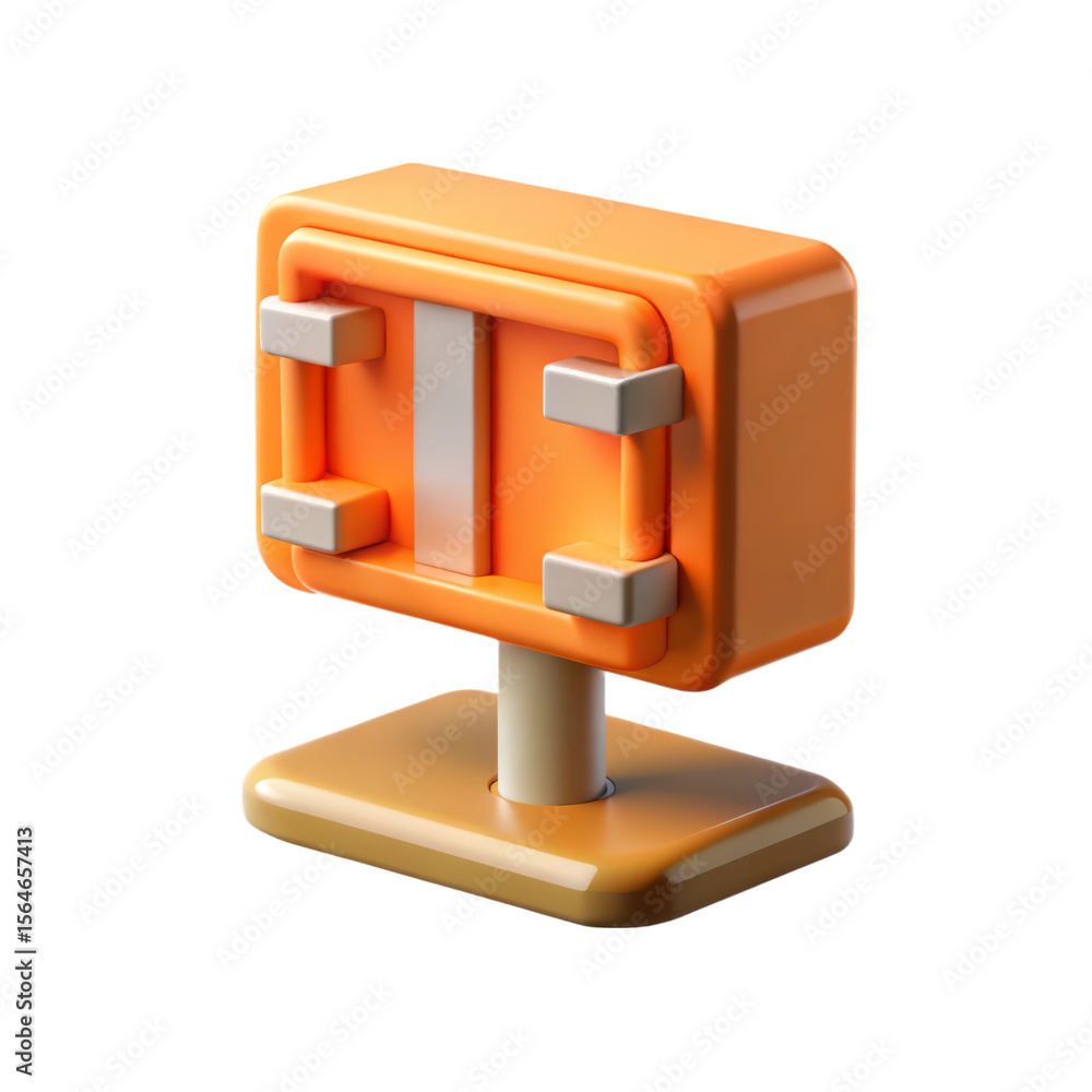 Poster modern 3d rendering of an orange stylized icon for land transportation with subtle shading details o