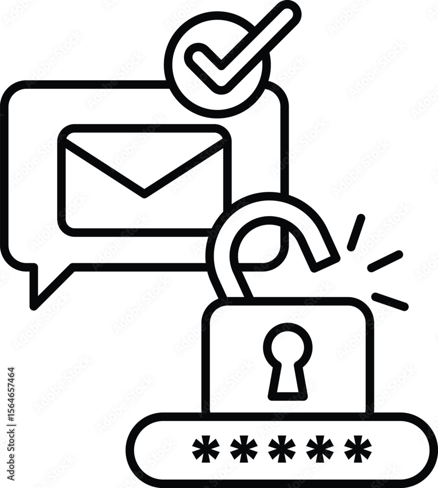 Poster a black and white image of a lock with a key and a check mark
