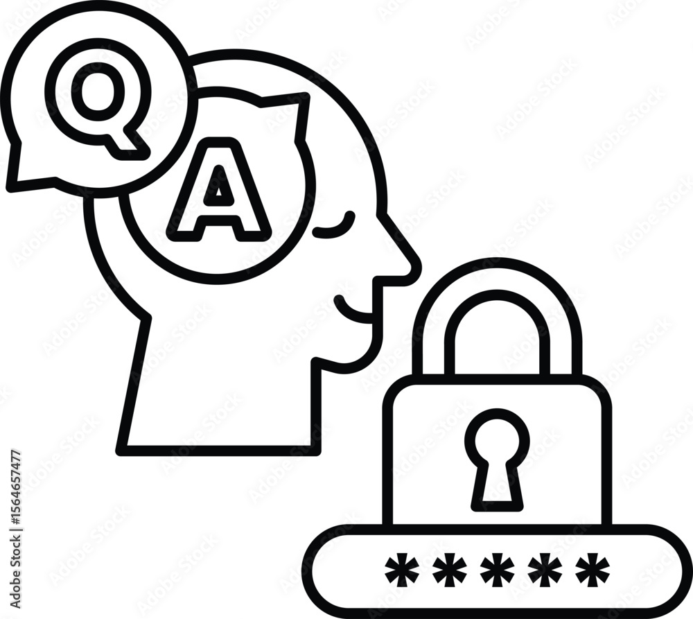 Poster a man's head with a lock on it and the letters a and q above it