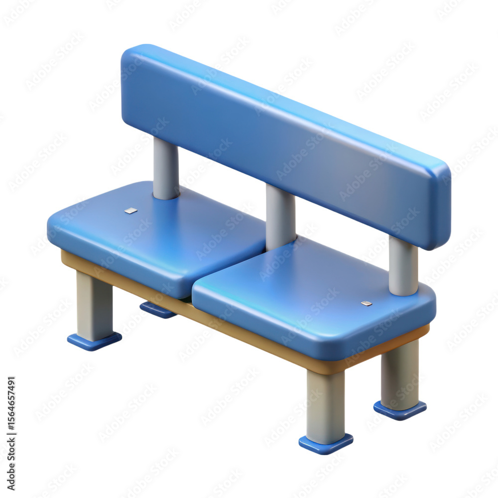 Poster a clean and attractive isometric bench illustration presented as a high quality 3d rendering icon pe