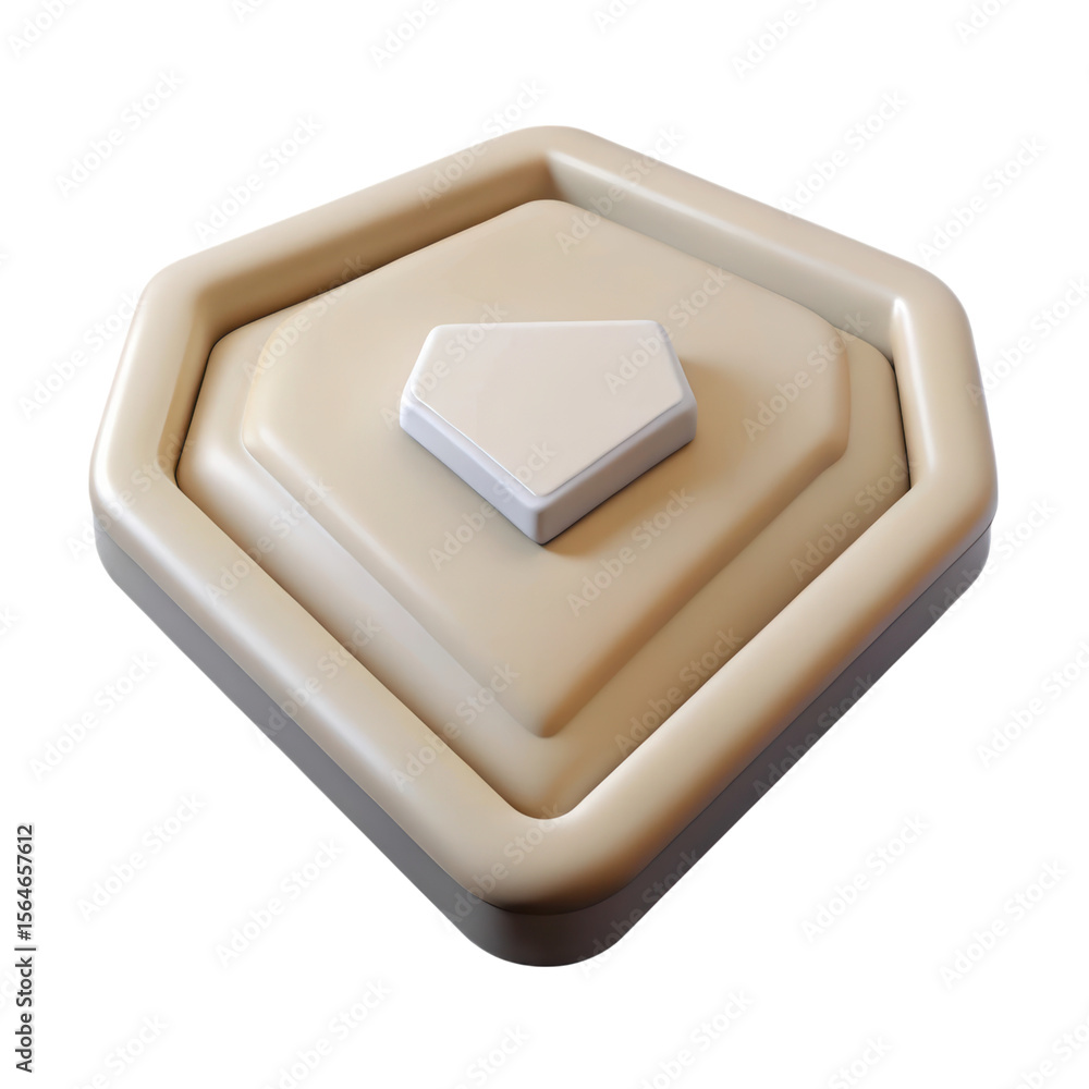 Poster a high quality 3d rendering icon representing a stylized baseball home plate isolated on a white bac