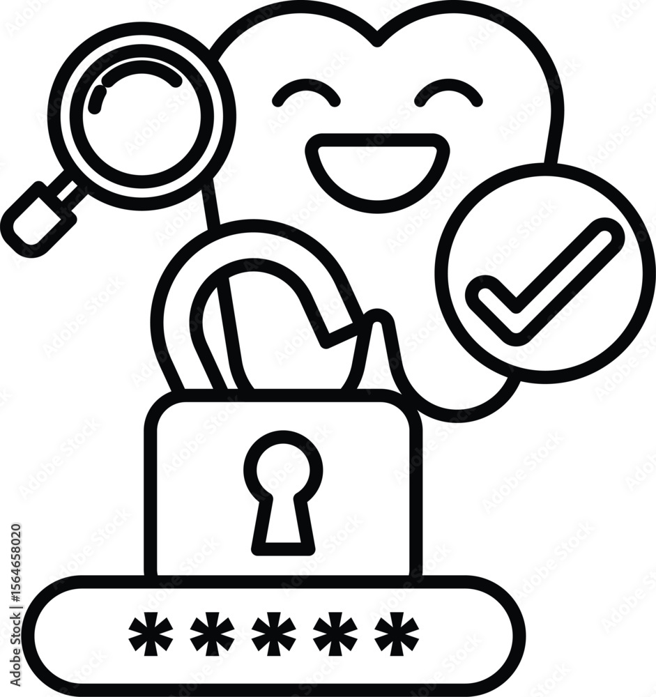 Poster a smiling tooth with a key and a lock on it