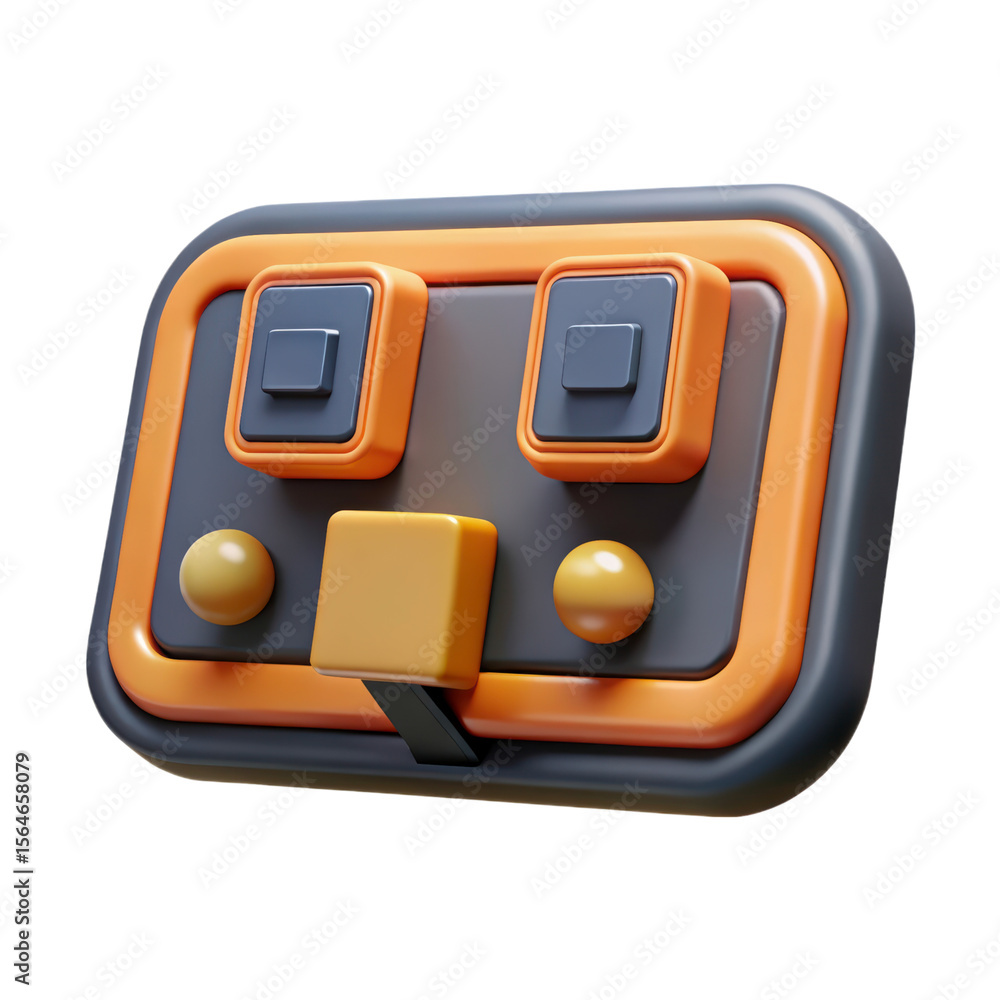 Poster conceptual and modernistic icon representation of land transportation button controller rendered in 