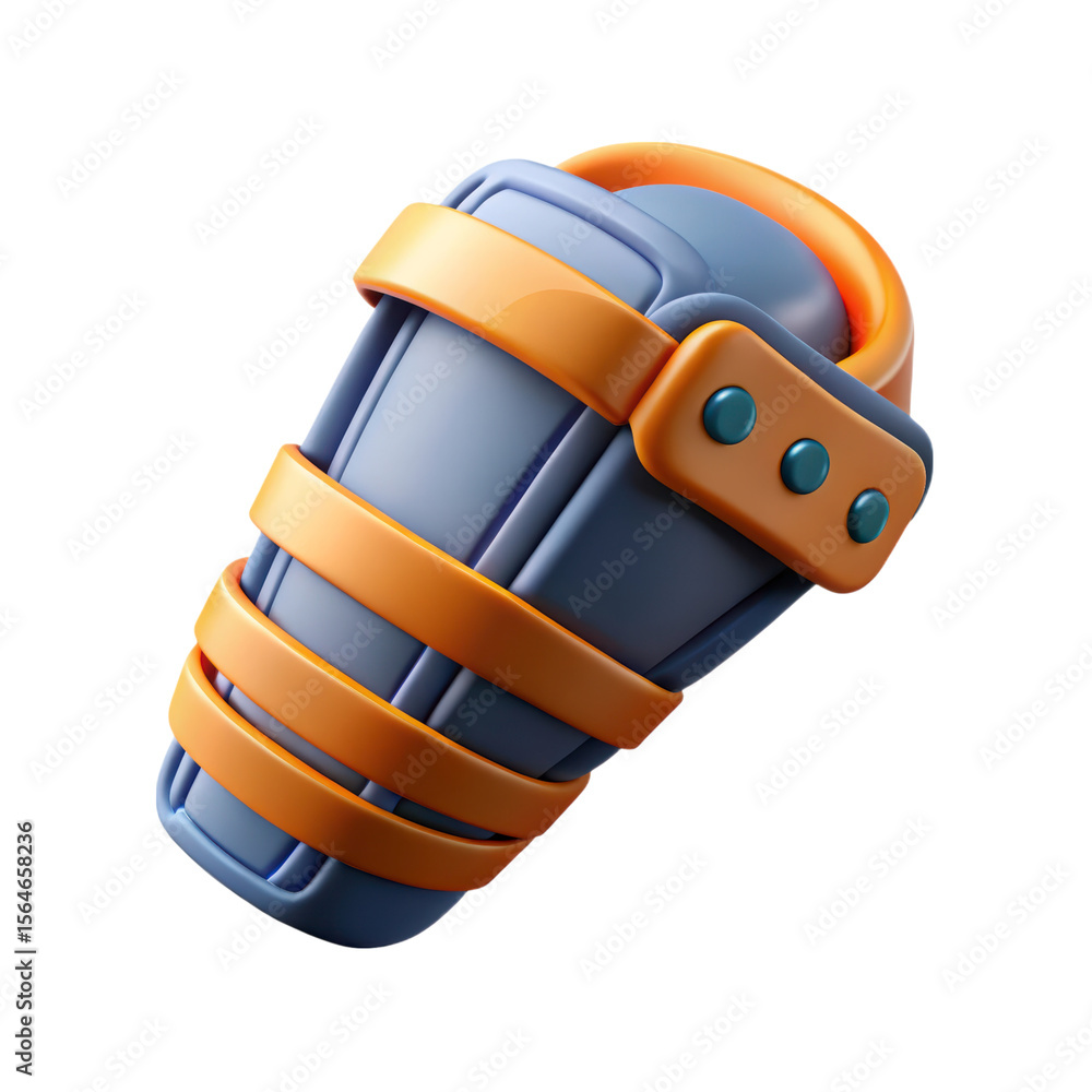 Aufkleber a high quality 3d rendering icon of a futuristic arm guard concept with orange and blue color scheme