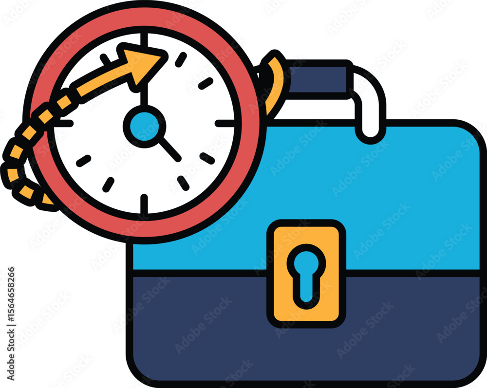 Poster a blue briefcase with a clock on it