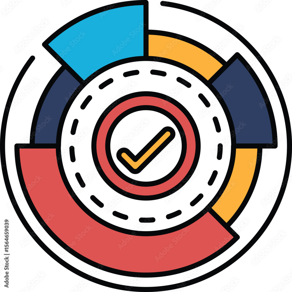 Poster a colorful circle with a red check mark in the center