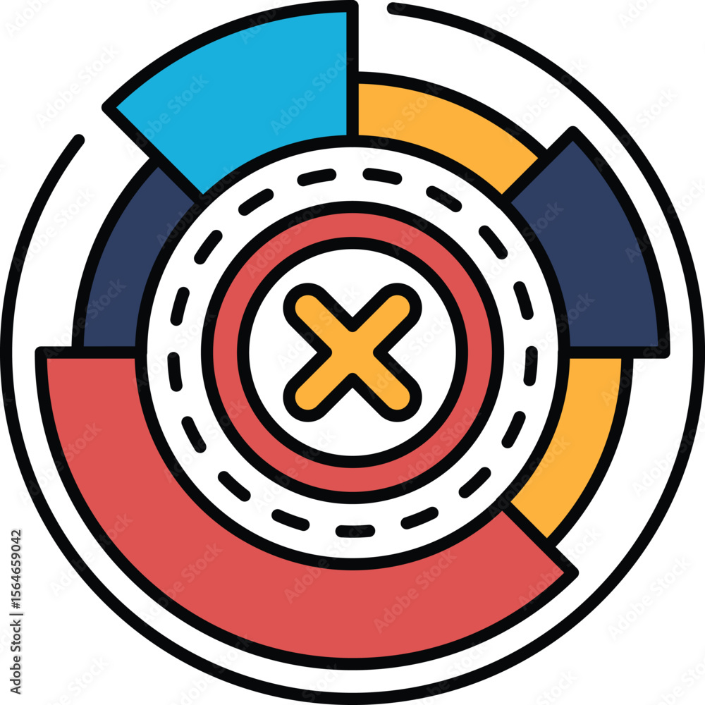 Poster a colorful circle with an x in the middle