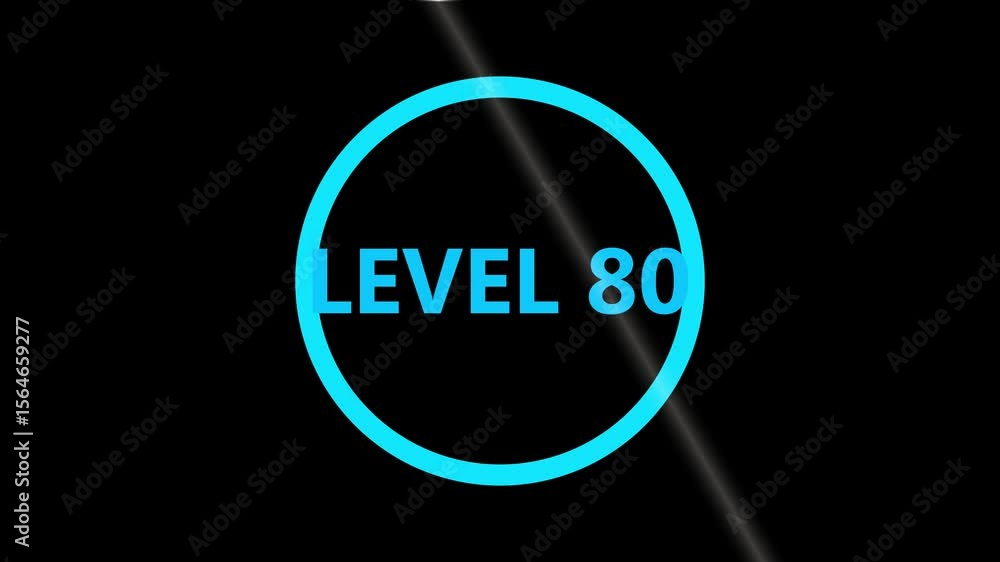 Poster level 80 text animation. level eight text font, level up text animation. level- 80 text animation