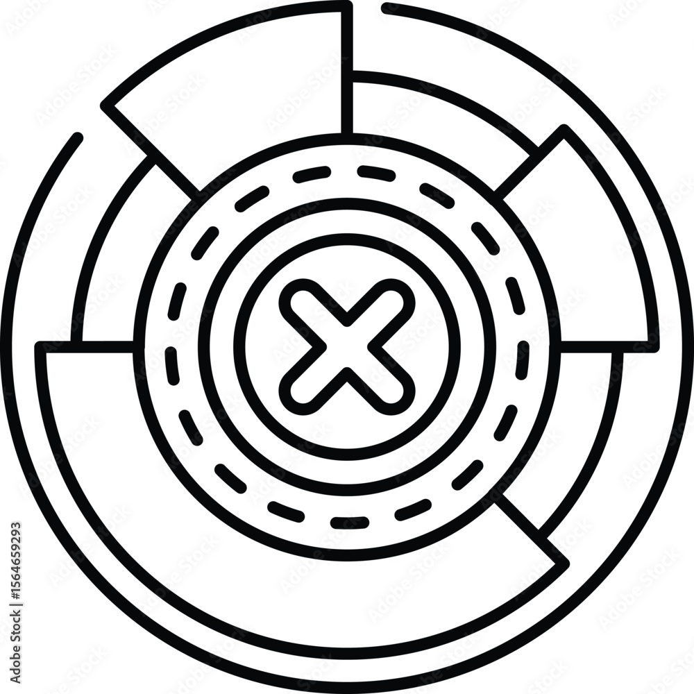 Poster a black and white image of a circle with an x in the middle