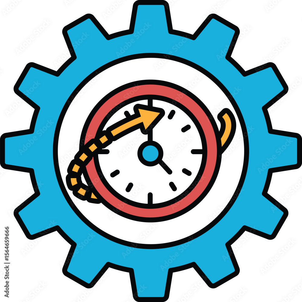 Poster a clock with a red arrow pointing to the number 12