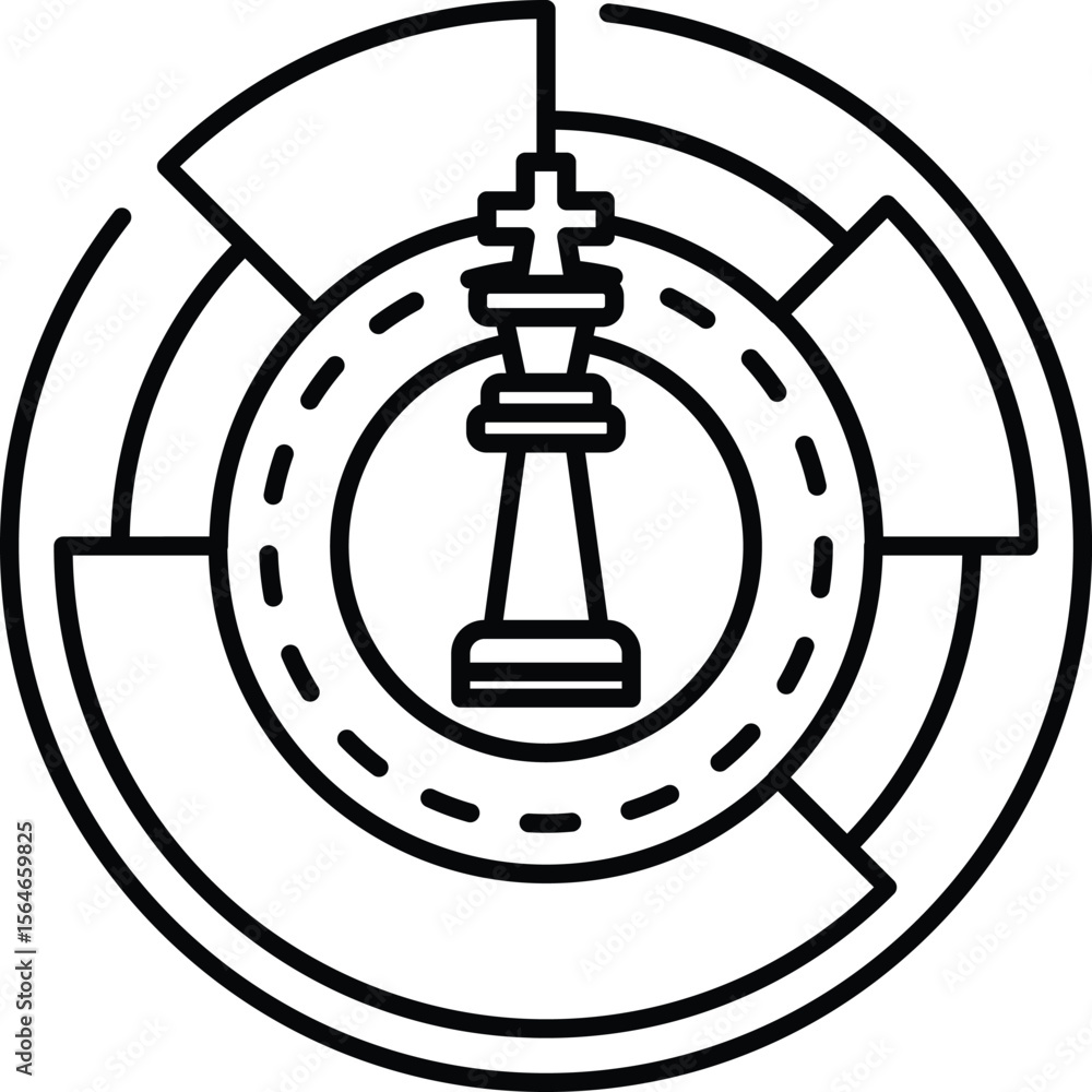 Poster a chess piece is on a round surface with a maze around it