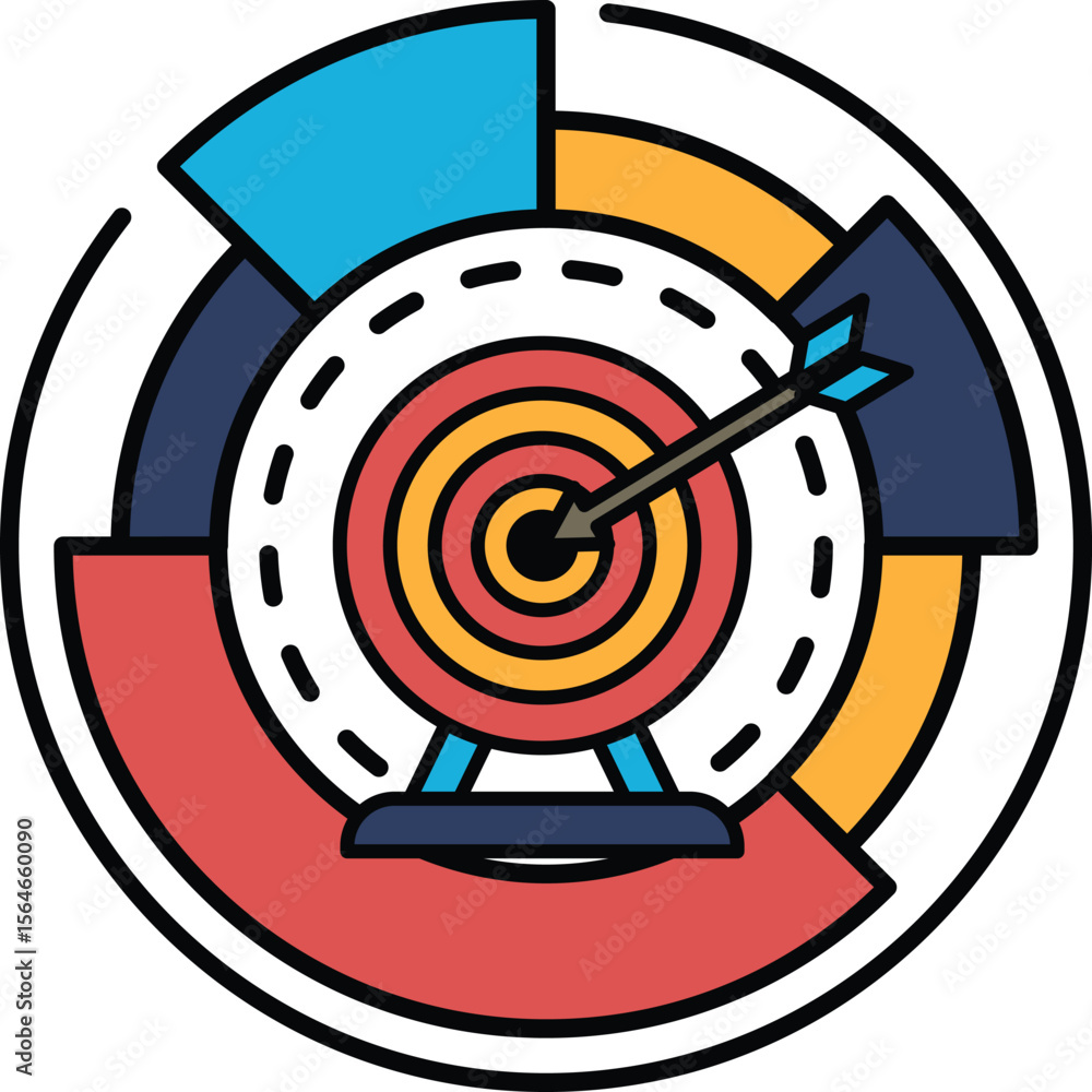 Poster a colorful circle with a red arrow pointing to a target