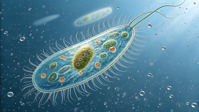 Understanding paramecium anatomy structure and function of single celled organism under microscope view