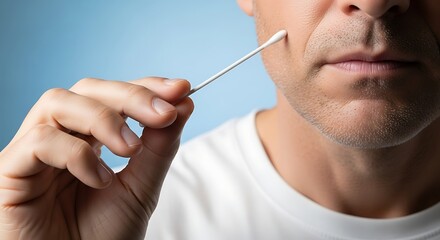 Man Applying Skincare with Cotton Swab Mockup Facial Cleansing Routine for Healthy Skin