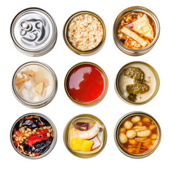 Assorted Healthy Canned Foods: Nutritious Options in Glass Jars for Convenient Eating on transparent background