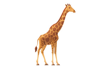 Obraz premium A Majestic Giraffe in Profile, Tall and Proud Isolated on transparent background, cutout 