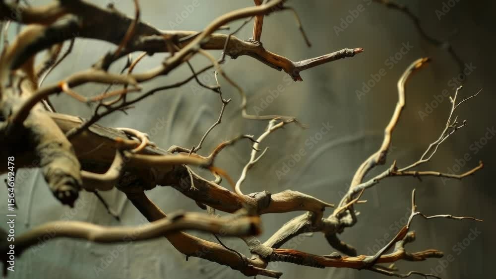 Poster A close-up view of a tree branch with intricate details, suitable for use in nature-themed designs and illustrations