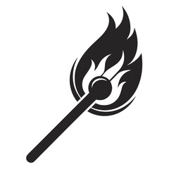 burning match isolated on white background