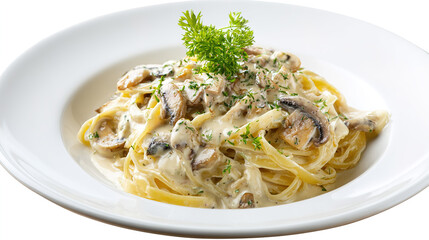 Spaghetti pasta with tomato sauce, mozzarella cheese and fresh basil in plate on white wooden background. Selective focus.