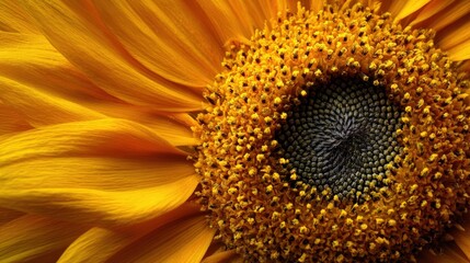 Vibrant Sunflower Close up Golden Petals and Detailed Center A stunning macro photograph showcasing the beauty of nature