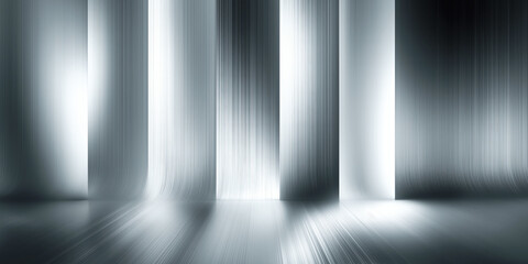 Futuristic abstract light wall with vertical metallic streaks
