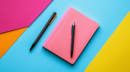 Vibrant Workspace Essentials, A Colorful Composition for Creative Minds