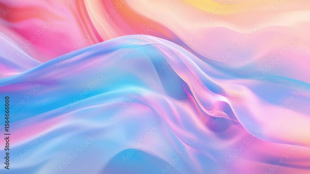 Poster colorful translucent fabric moves gracefully in soft light, creating a calming atmosphere in a peace